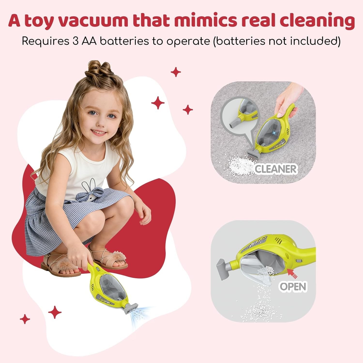 Toddler Cleaning Toy Set Kids Pretend Play Educational Kit with 2-in-1 Toy