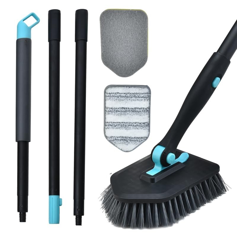 Shower Cleaning Brush With Long Handle 3 In 1 Tub And Tile Scrubber Brush With 5