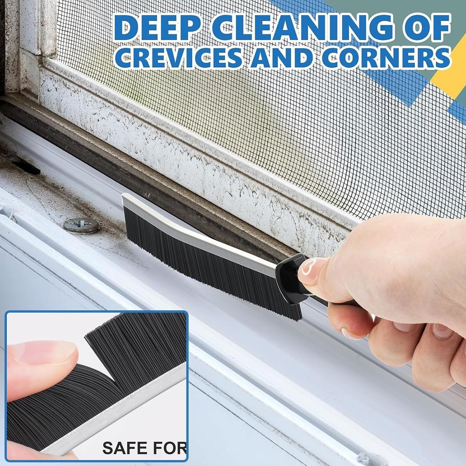 Crevice Cleaning Brush Set 12 Pack – Hard Bristle Gap Cleaning Tool for Windo…