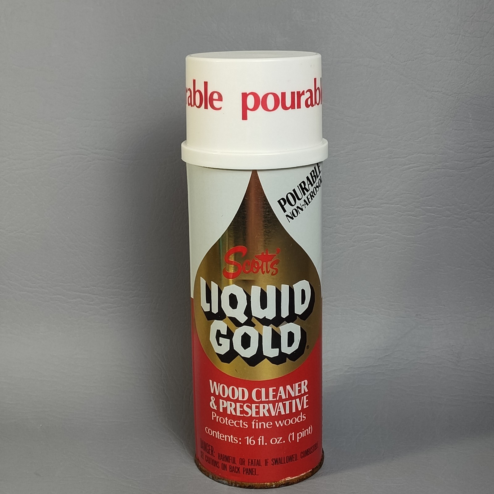 Vintage Scott’s Liquid Gold Wood Cleaner Pourable Top Non Aerosol About80% FULL