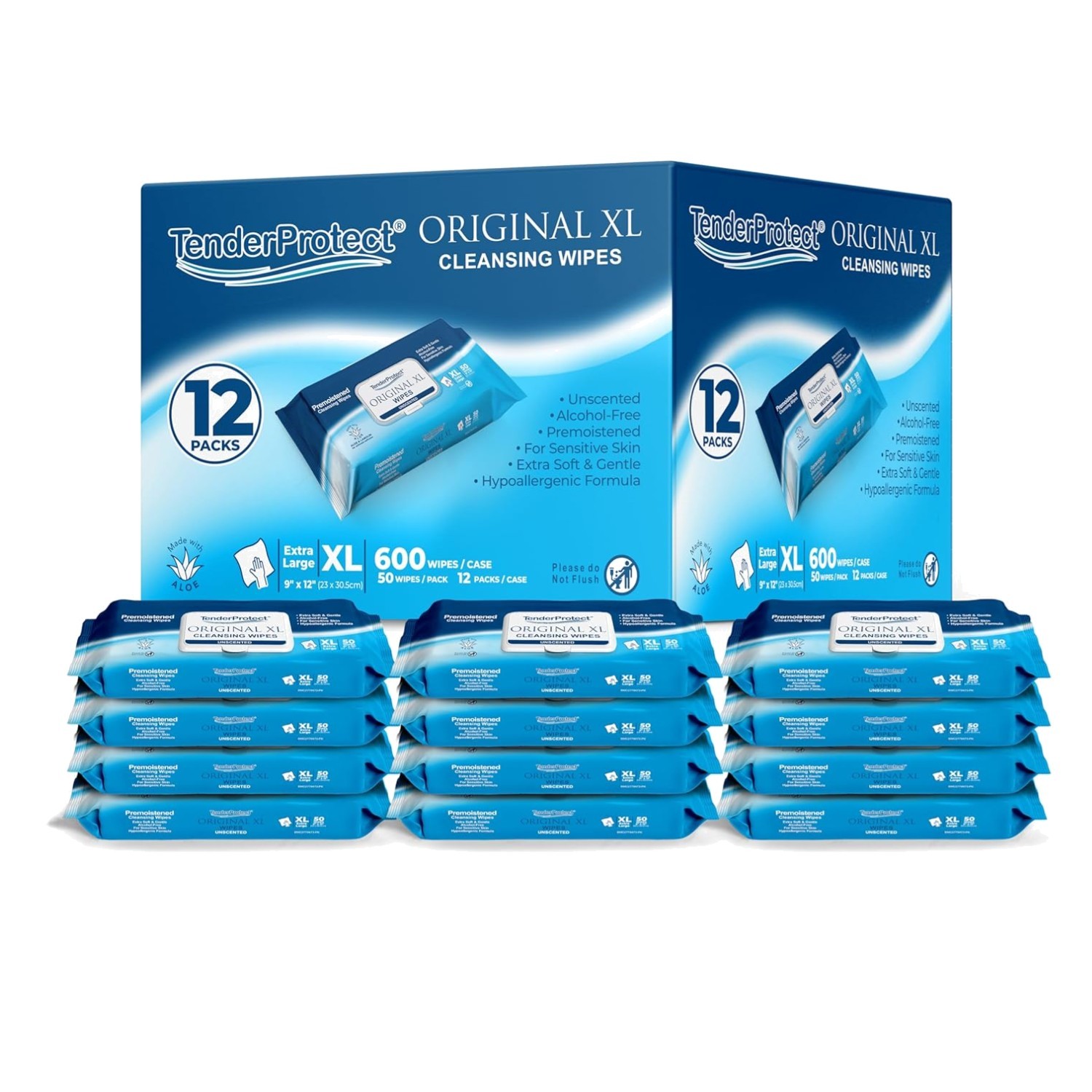 Gentle Adult Wipes 600 Ct, Incontinence, Sensitive Skin