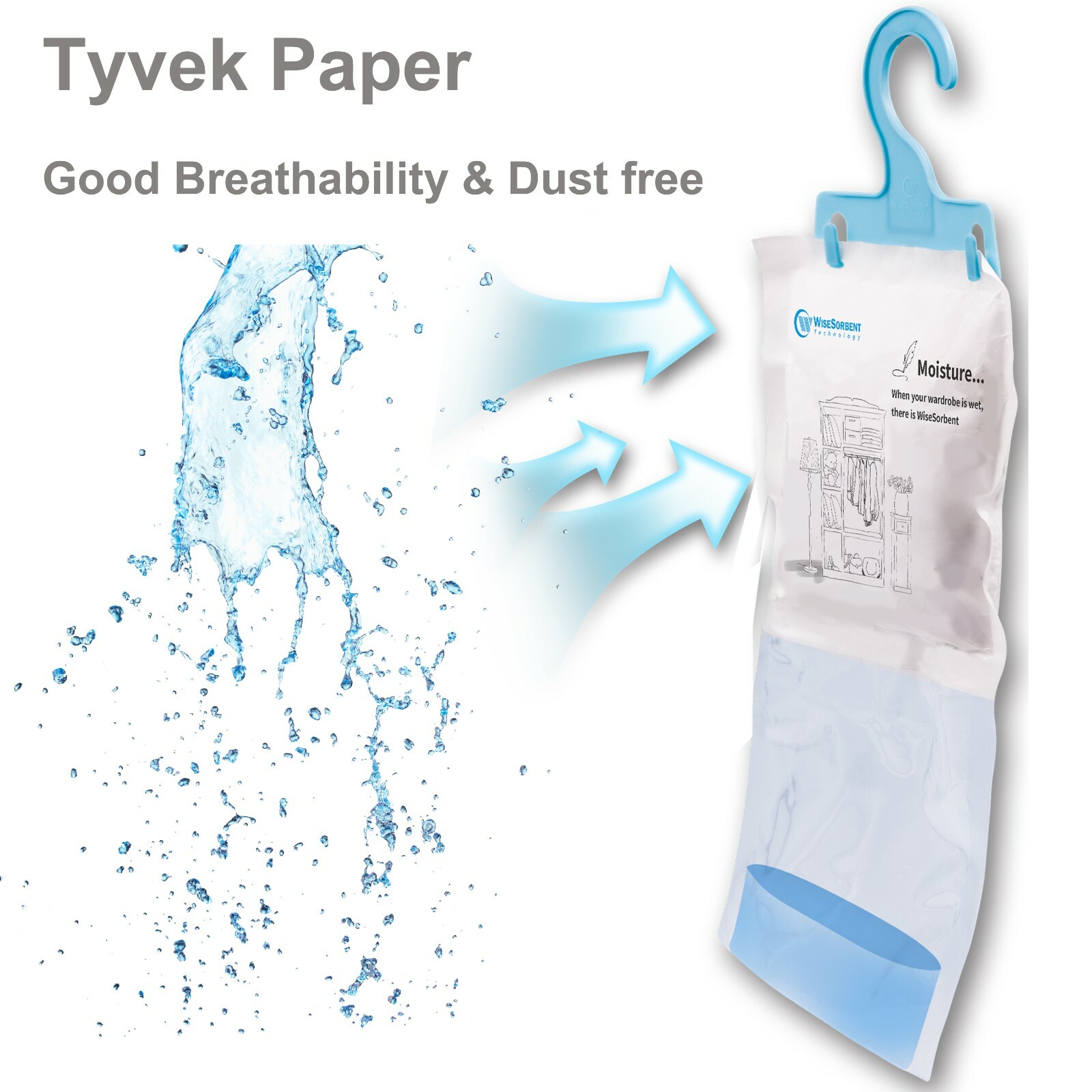 Moisture Absorber Hanging Bags Hanging Closet Dehumidifier Bags-Pack of 8 Pack