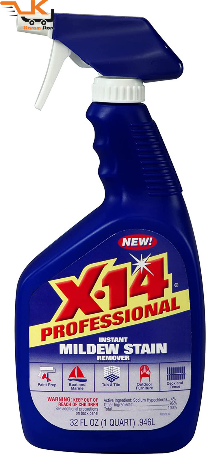X-14 Professional Instant Mildew Stain Remover, [Non-Aerosol Trigger], 32 OZ