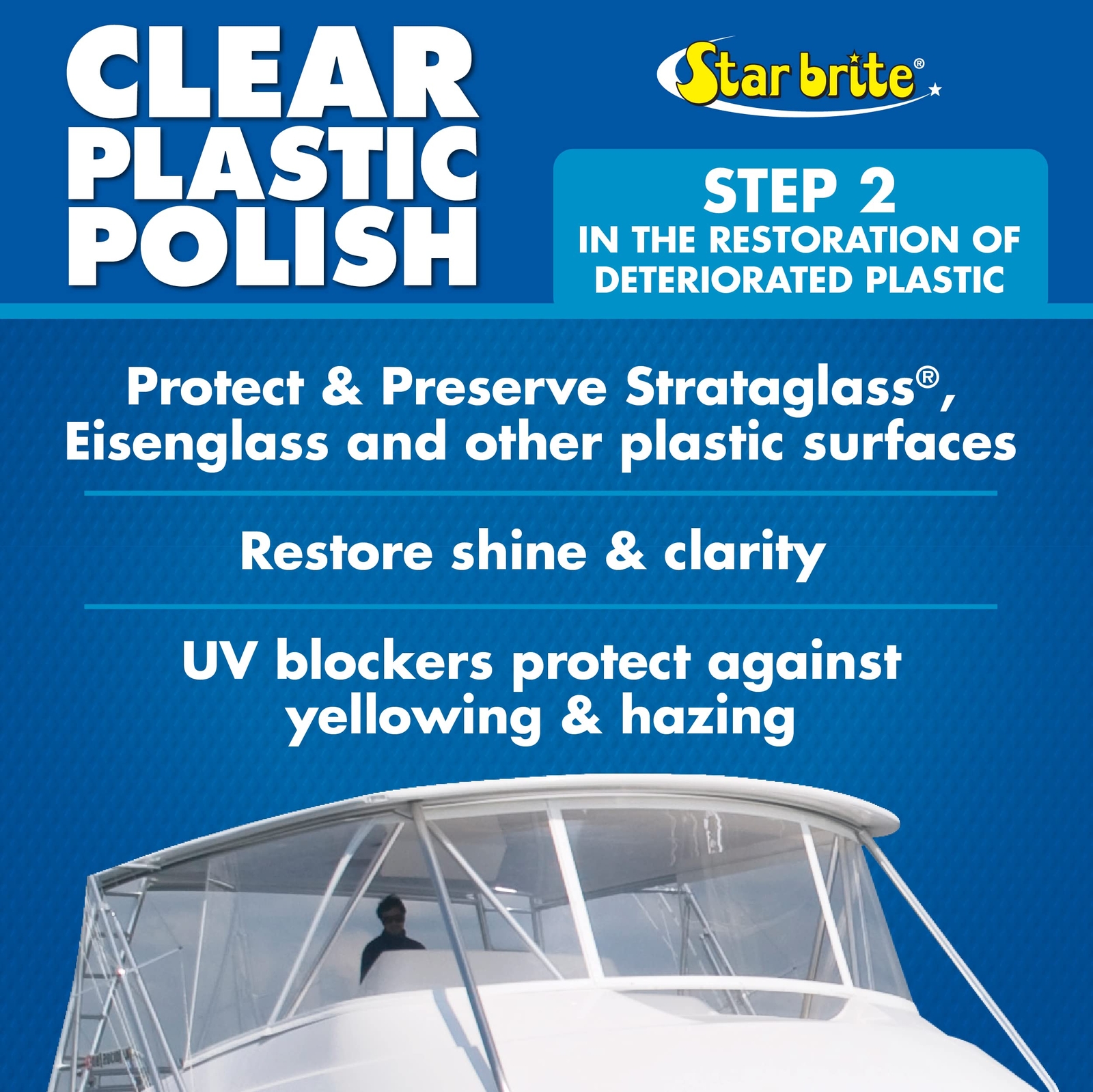 Star Brite Clear Plastic Polish 8 Ounce UV Protection for Acrylic Polycarbonate