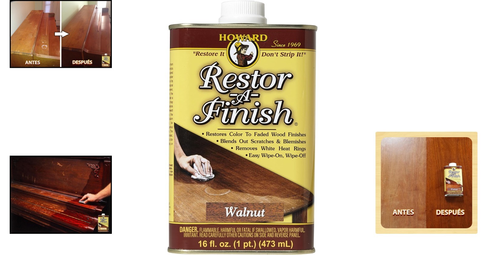 Restor-A-Finish 16 oz Walnut for Wood Scratch and Damage Repair