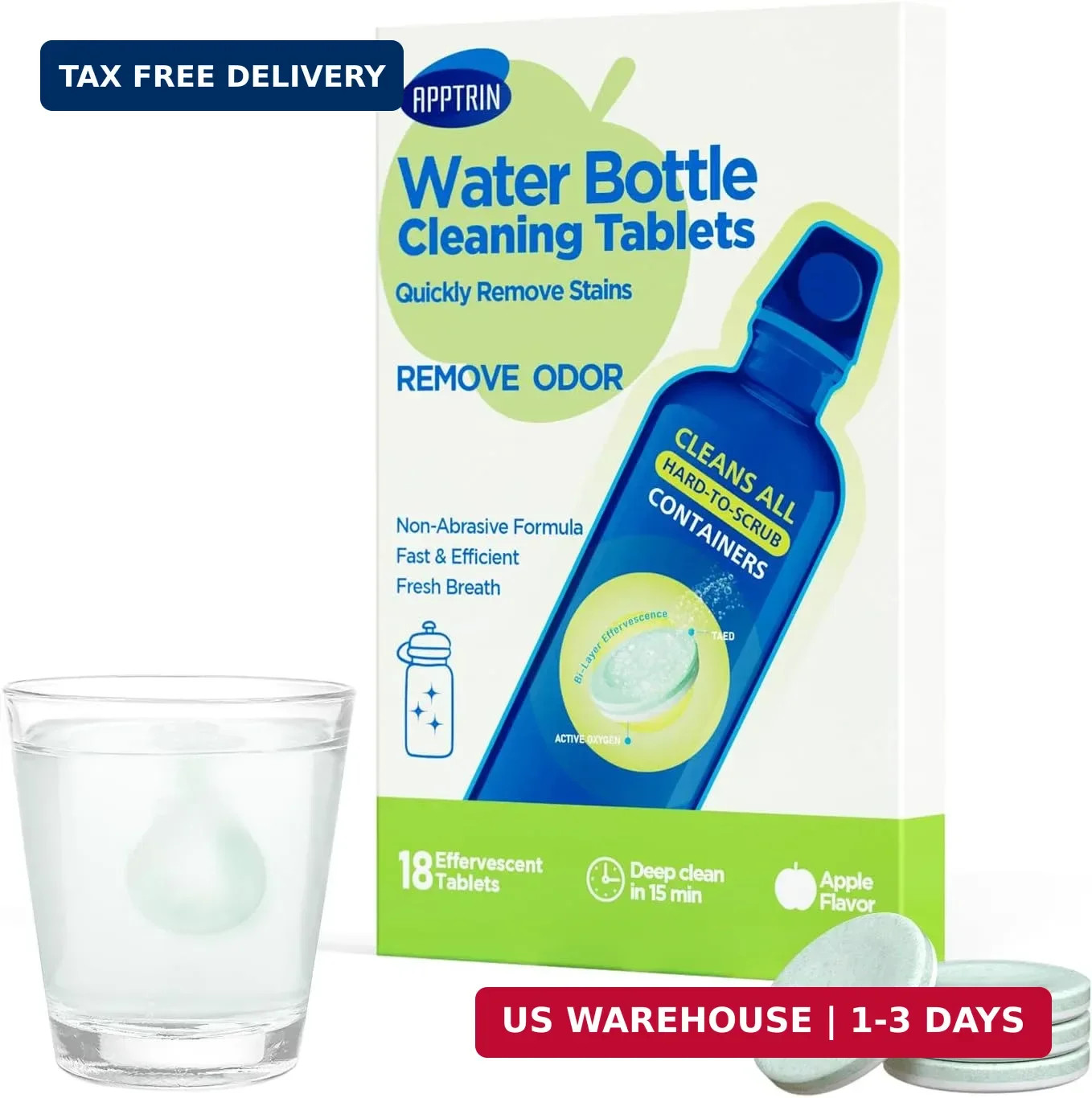 Water Bottle Cleaning Tablets, 18 Pack Bottle Clean Tablet Hydration Bladder Cle