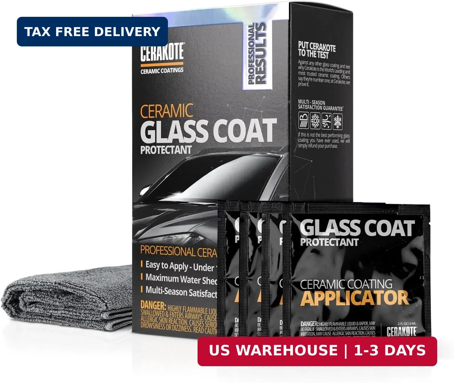 CERAKOTE® Ceramic Glass Coat Protectant – Hydrophobic Automotive Rain Repellant,