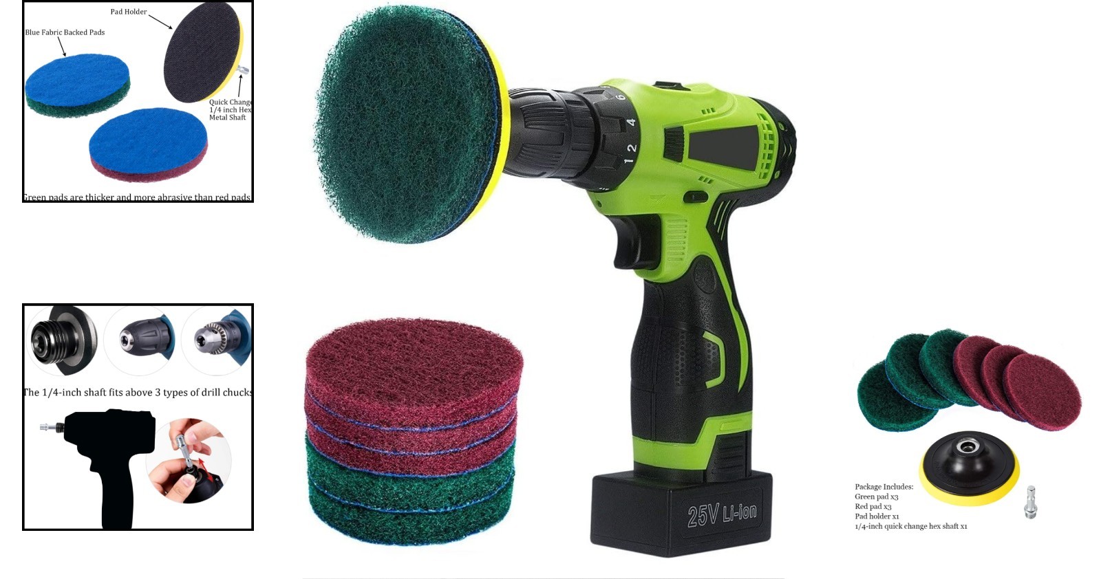 Heavy Duty 4-Inch Tile Scrubbing Pads for Cordless Drill – Ultimate Cleaning Aid