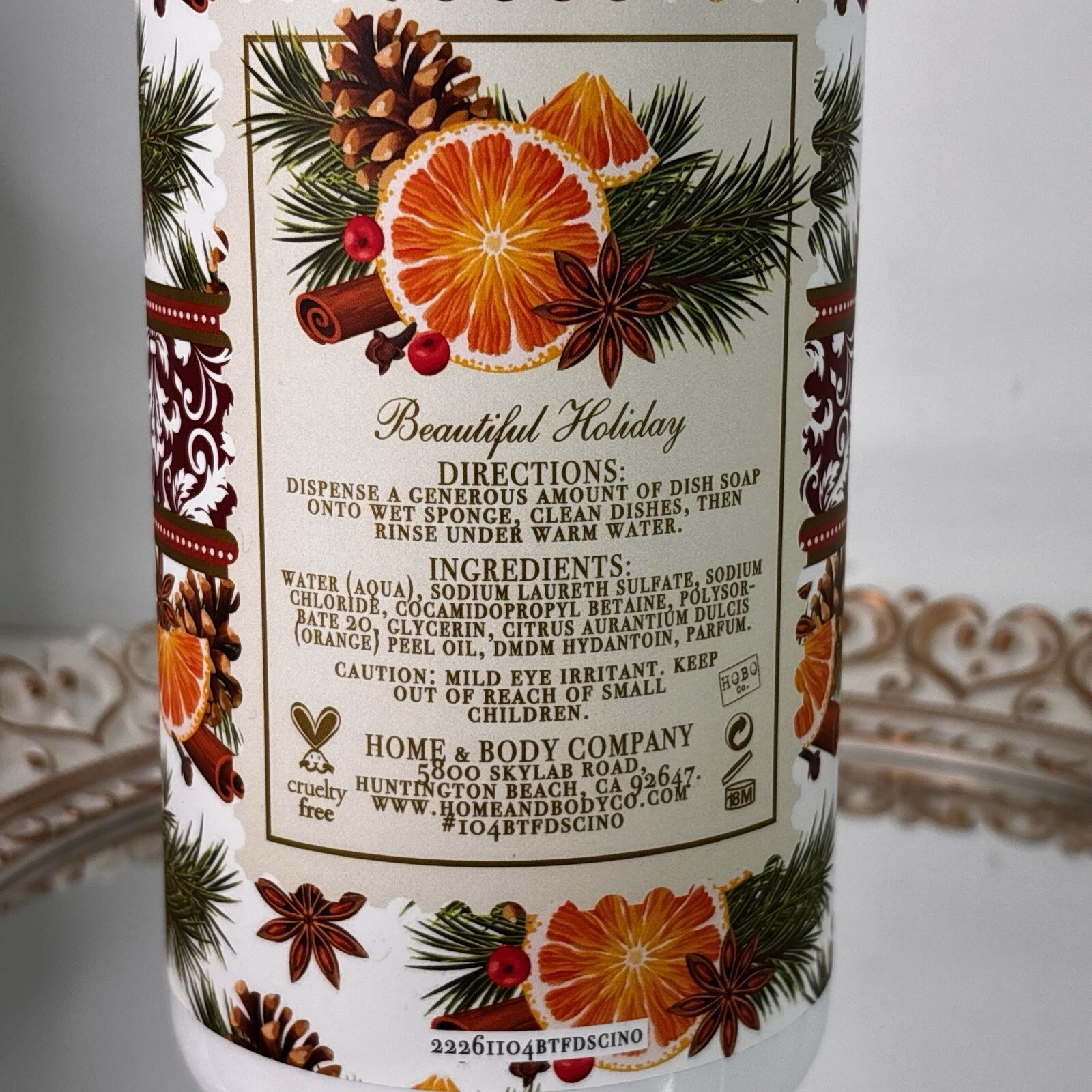 Home & Body Co. ~ Cinnamon Orange Dish Soap with Essential Oil 32 fl oz