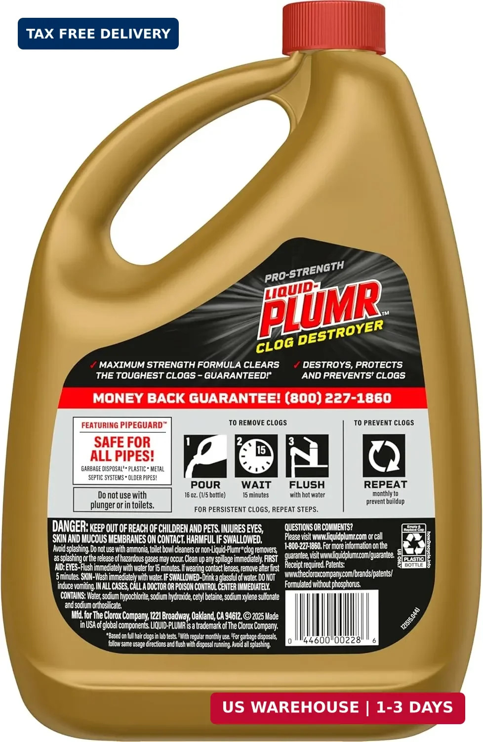 Liquid-Plumr Pro-Strength Full Clog Destroyer, Bathroom & Kitchen Sinks, Shower