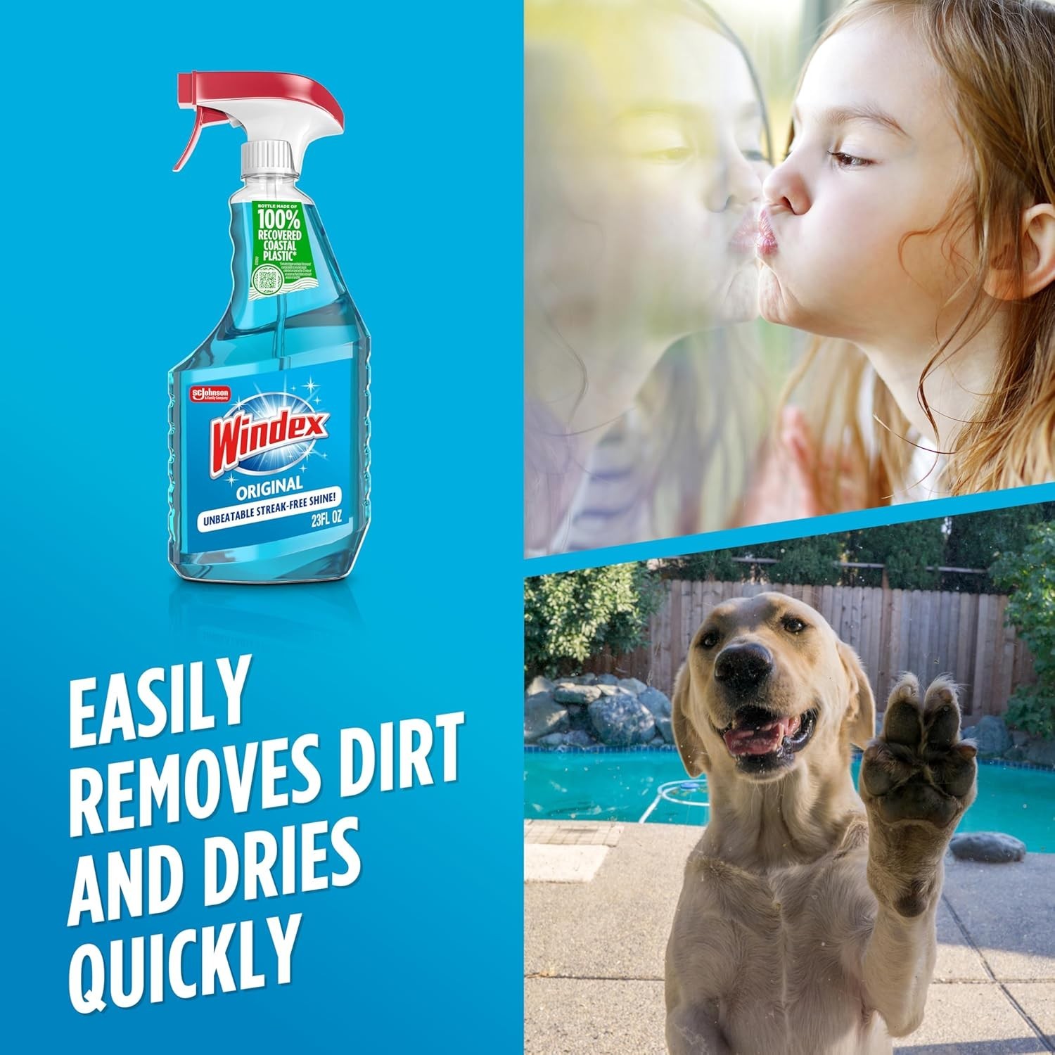 Eco-Friendly 23oz Glass Cleaner Spray – Streak-Free Shine, Blue Scent