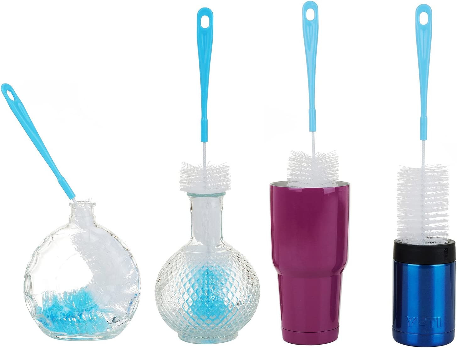 3-Pack 16″ Long Bottle Cleaning Brushes Narrow Neck Beer Wine Thermos (64 chars)