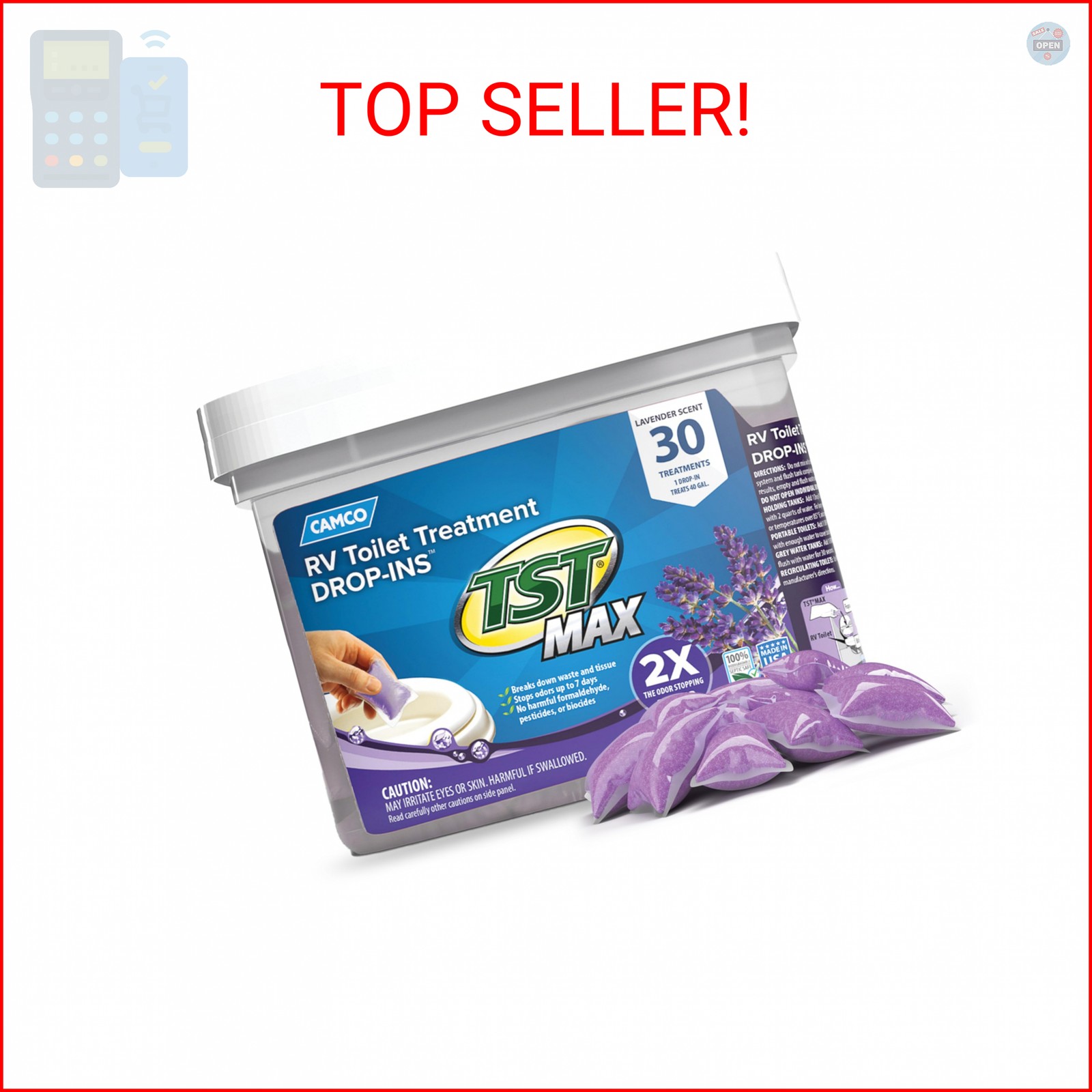 Camco TST MAX RV Toilet Treatment Drop-INs – Control Unwanted Odors and Break Do