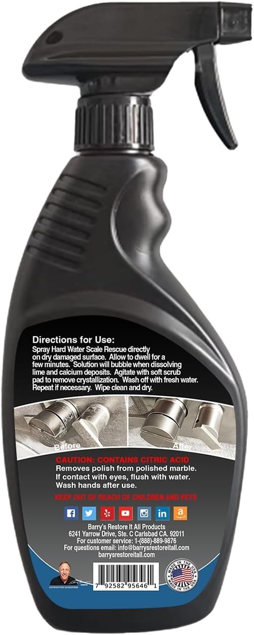 Versatile 16oz Hard Water Scale Rescue Spray – Effective on Glass, Tile, Metal