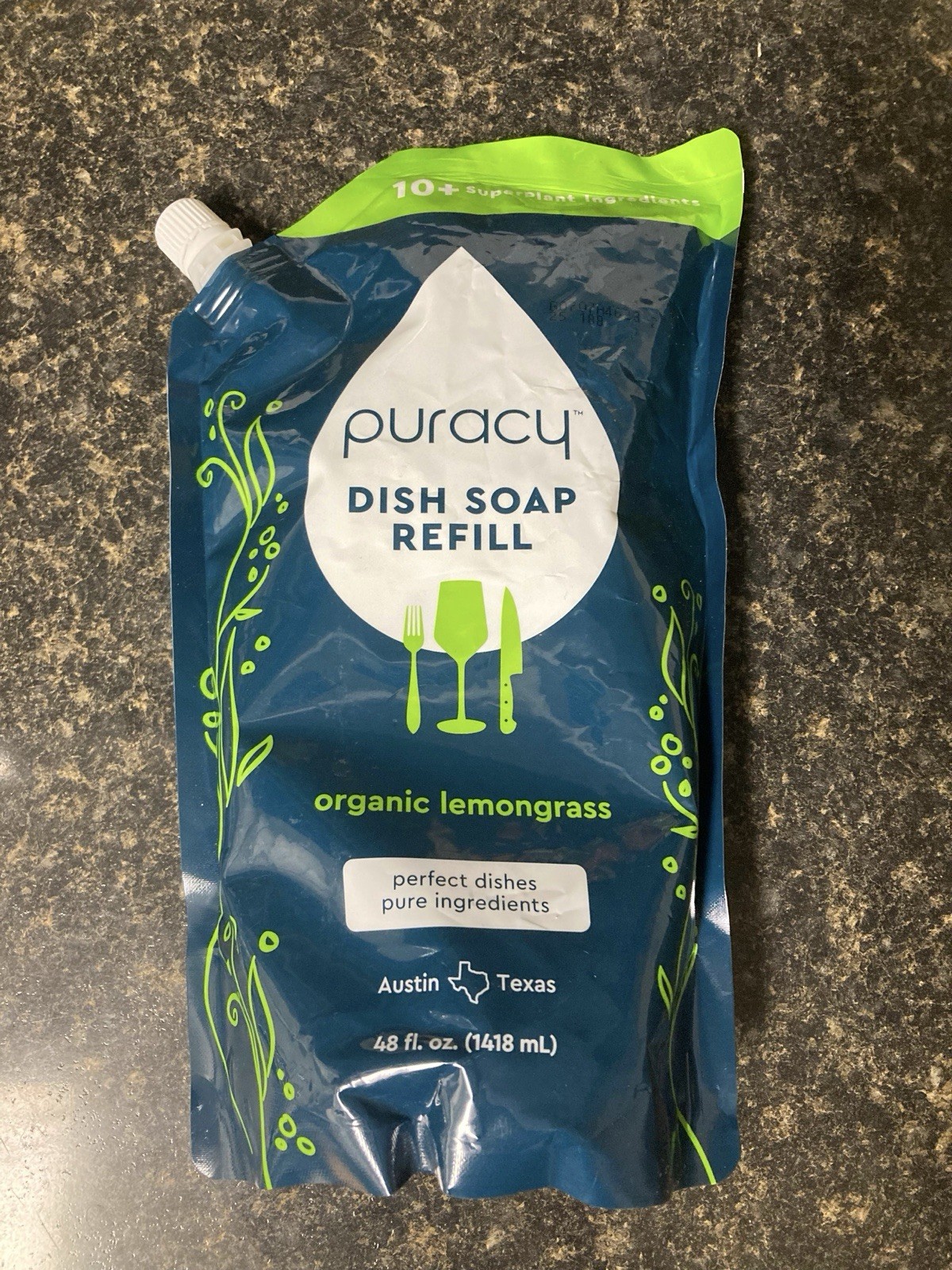 Puracy Natural Dish Soap Refill, Skin-Softening Plant-Based Liquid lemograss