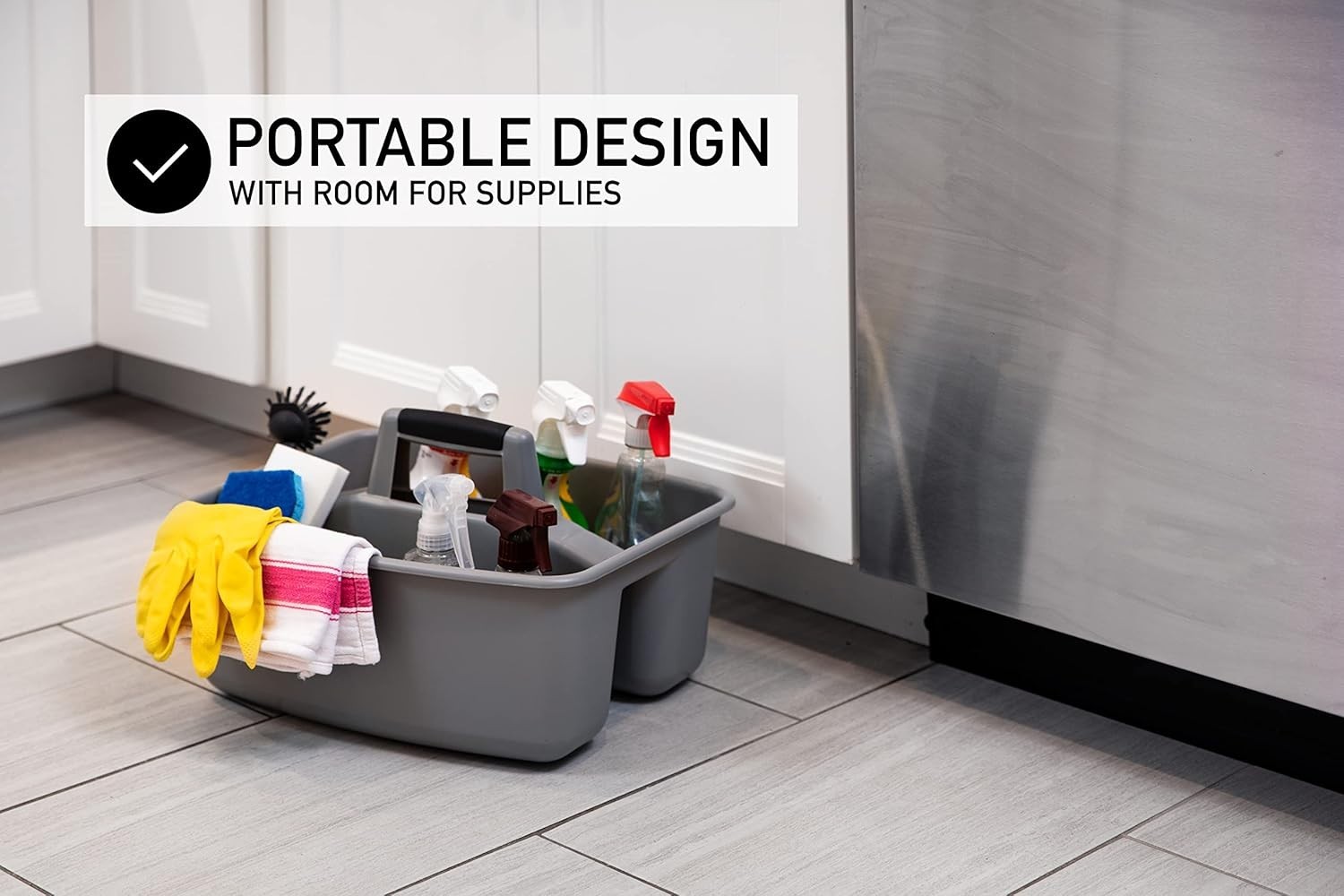 MightyTuff All-Purpose Cleaning Caddy – Durable & Portable – 2 Count, Grey/Black