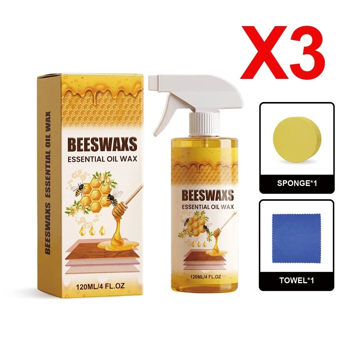 Beeswax Spray Essential Oil Wax,Multi-Purpose Furniture Polish,Wood Care Spray