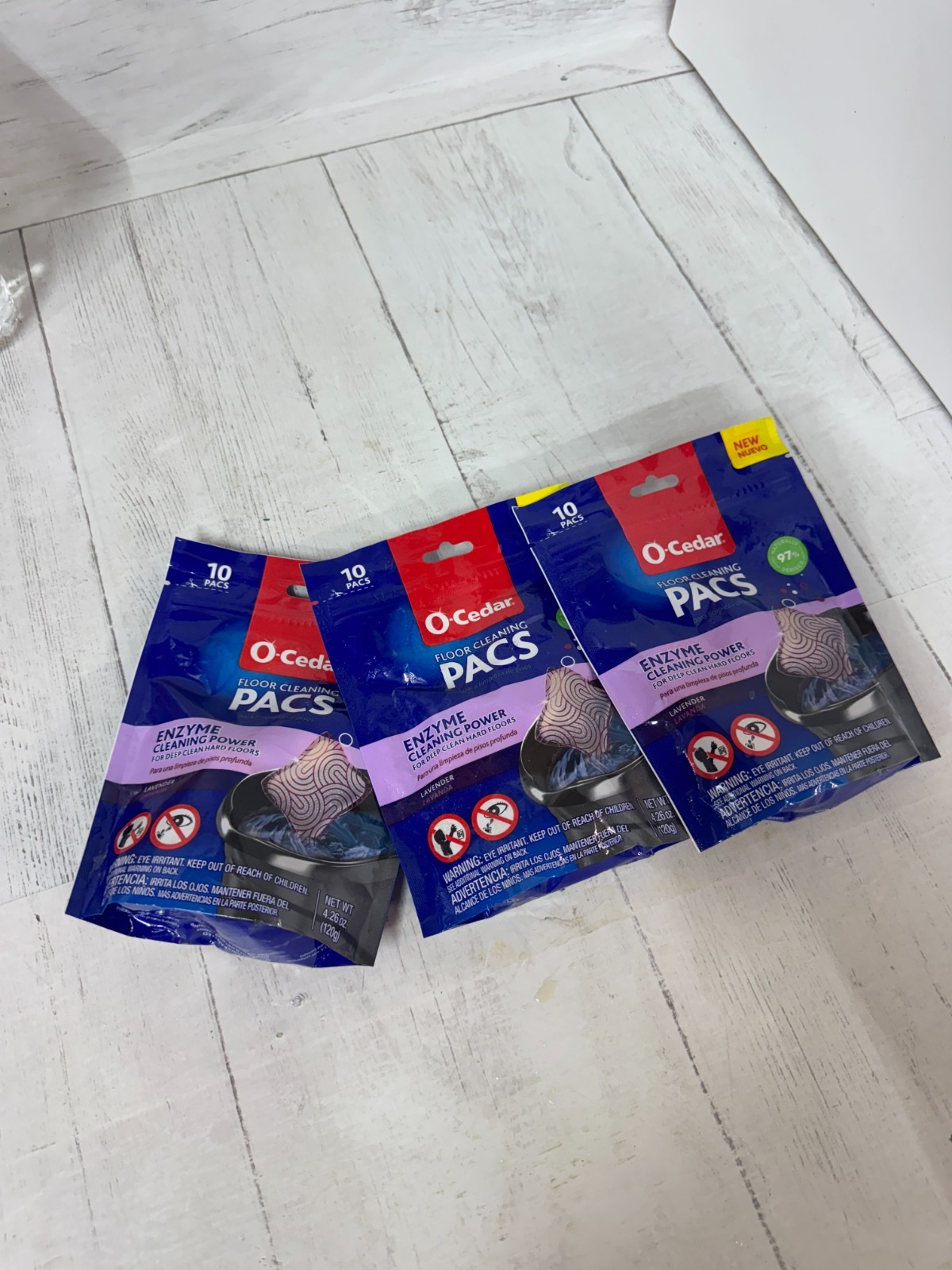 O Cedar PACS Hard Floor Cleaner, Lavender Scent (10 PACS Per Bag)
