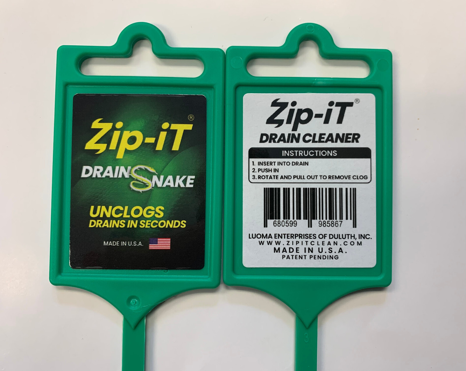 ZIP IT DRAIN CLEANER, 3-Pack Plastic Drain Stick Hair Clog Remover, drain snake