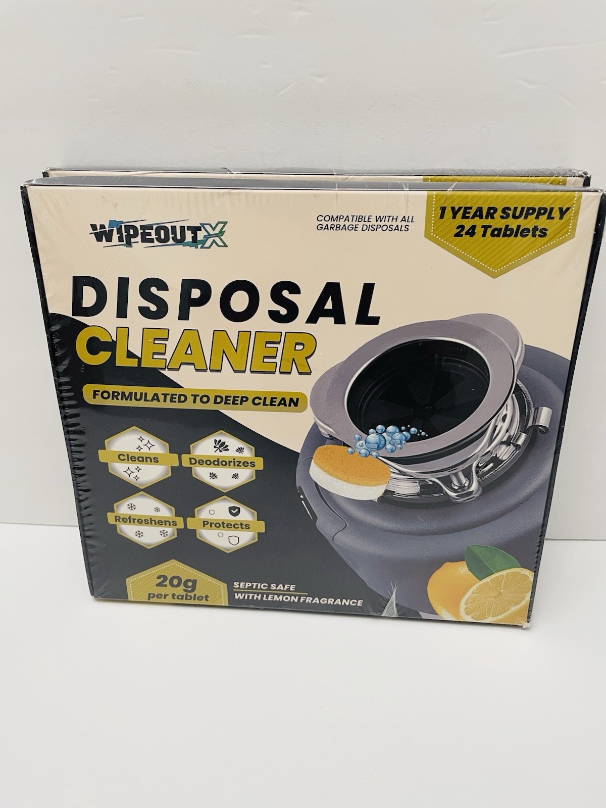 Wipeoutx Garbage Disposal Cleaner 2 Pack Lemon Fragrance 24 Tablets Each