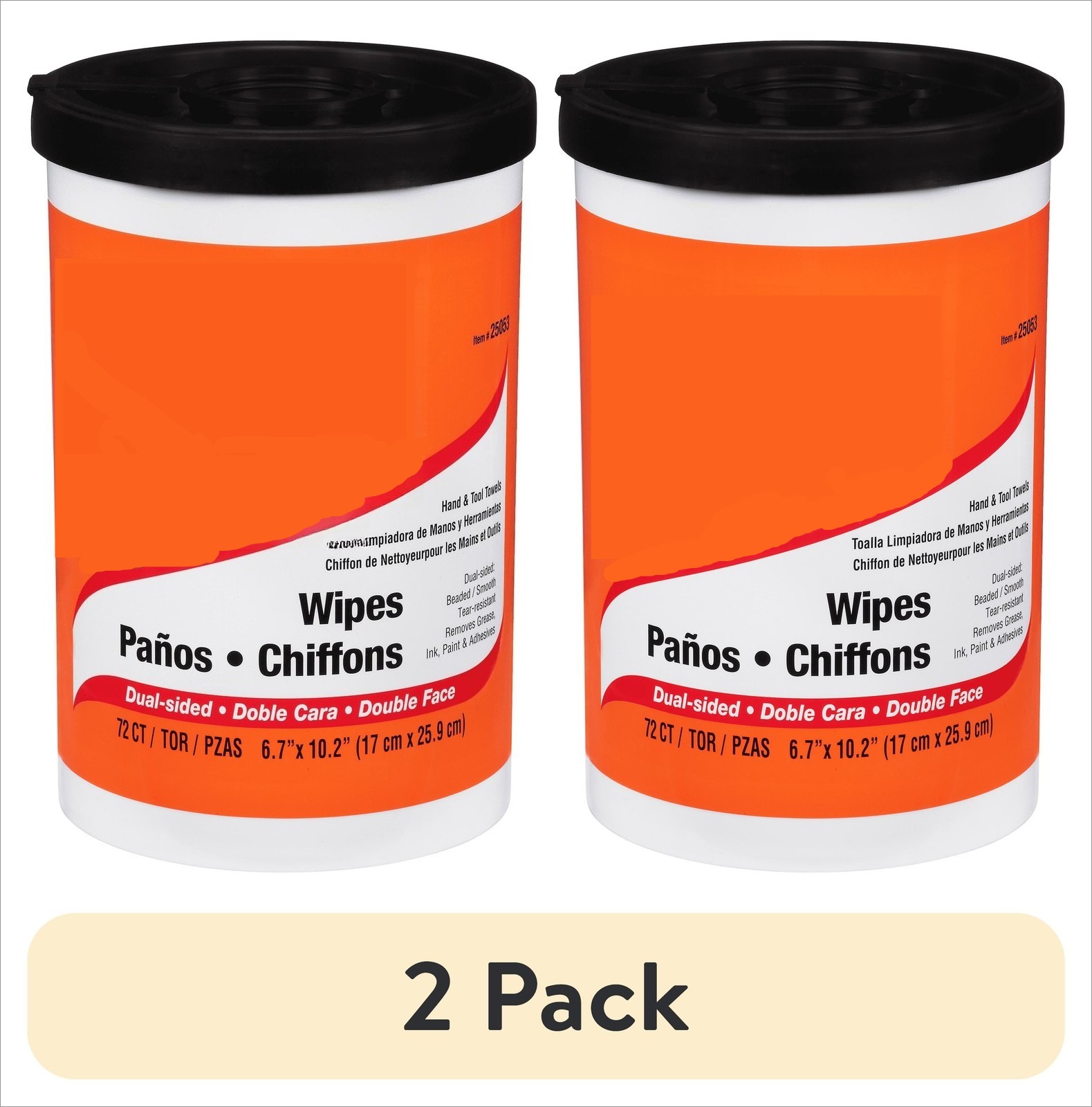2 pack Fast Orange Hand Cleaner Wipes, 72-Count Container Clean Scent
