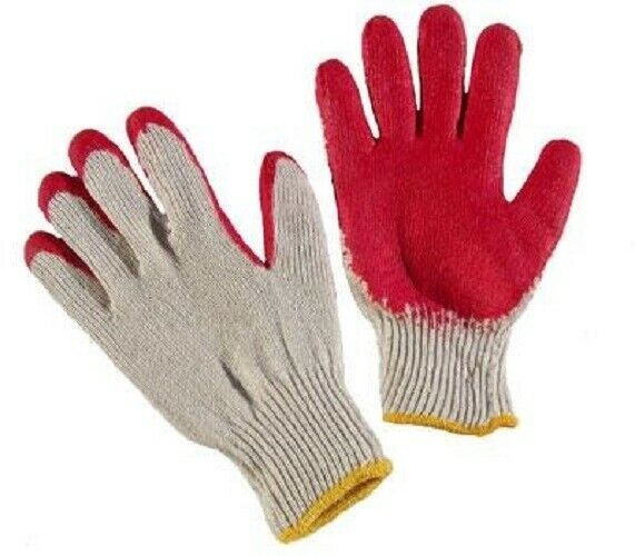 8 Pairs Red Latex Rubber Palm Coated Work Safety Gloves