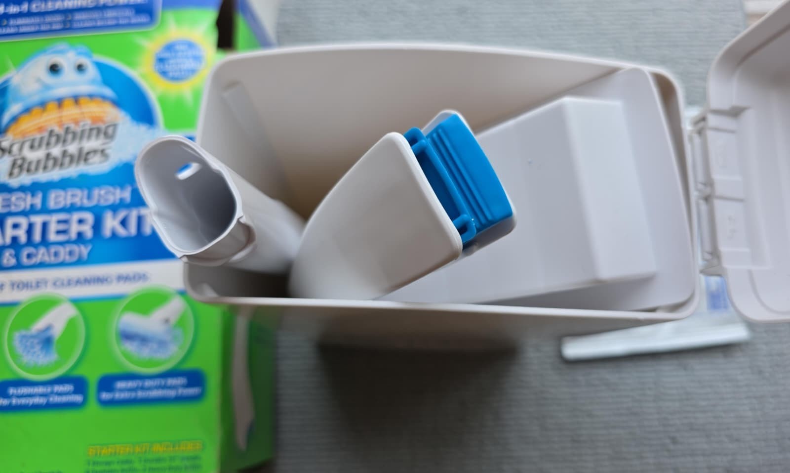 Scrubbing Bubbles Fresh Brush Starter Kit Caddy 2 Types Cleaning Pad DENTED BOX
