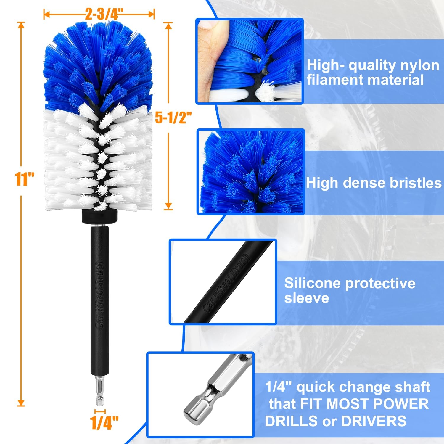“Car Wheel Brush Kit 6 Pack, Soft Drill Cleaner for Rims, Tires, Engines”