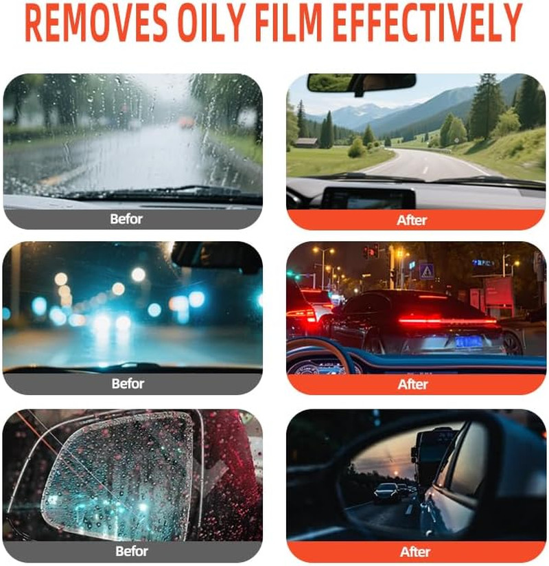 2 PCS Glass Oil Film Remover Car Roll-On Glass Compound Cleaning Board Removes