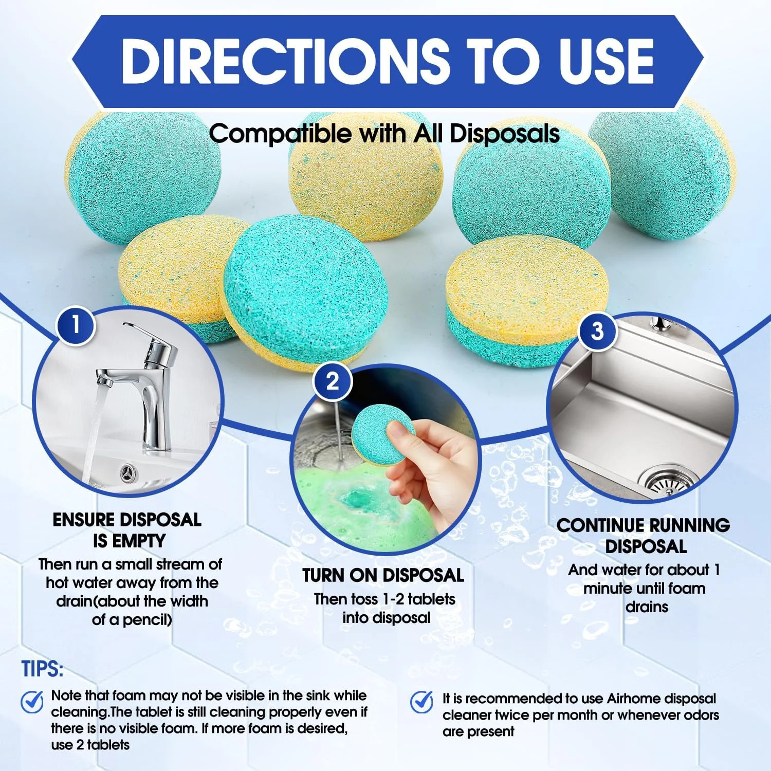 Garbage Disposal Cleaner & Deodorizer Tablets – 30 Count 15-Month Supply, Dual E