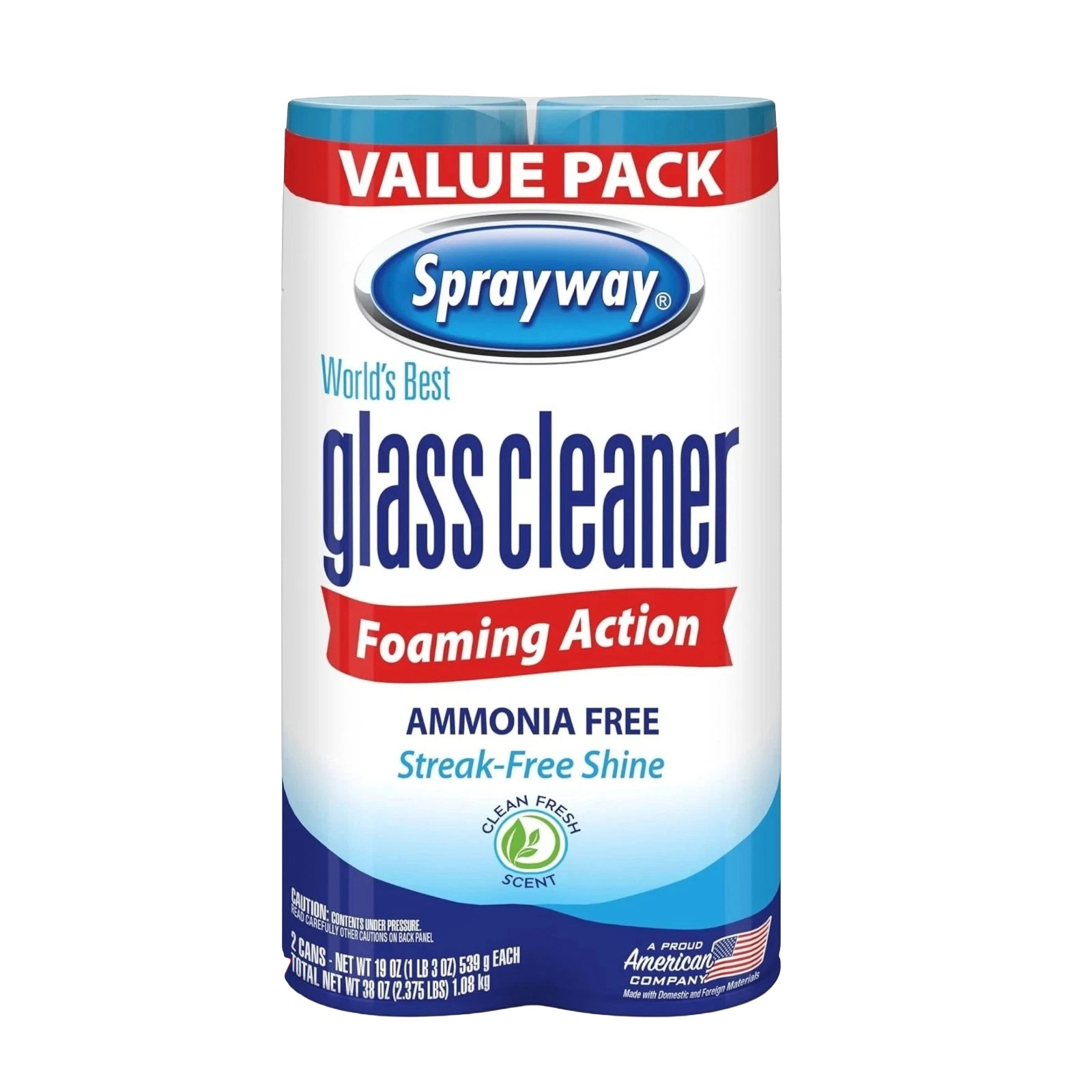 Sprayway Foaming Glass Cleaner 2 Pack Ammonia Free Streak Free Shine 19oz Value