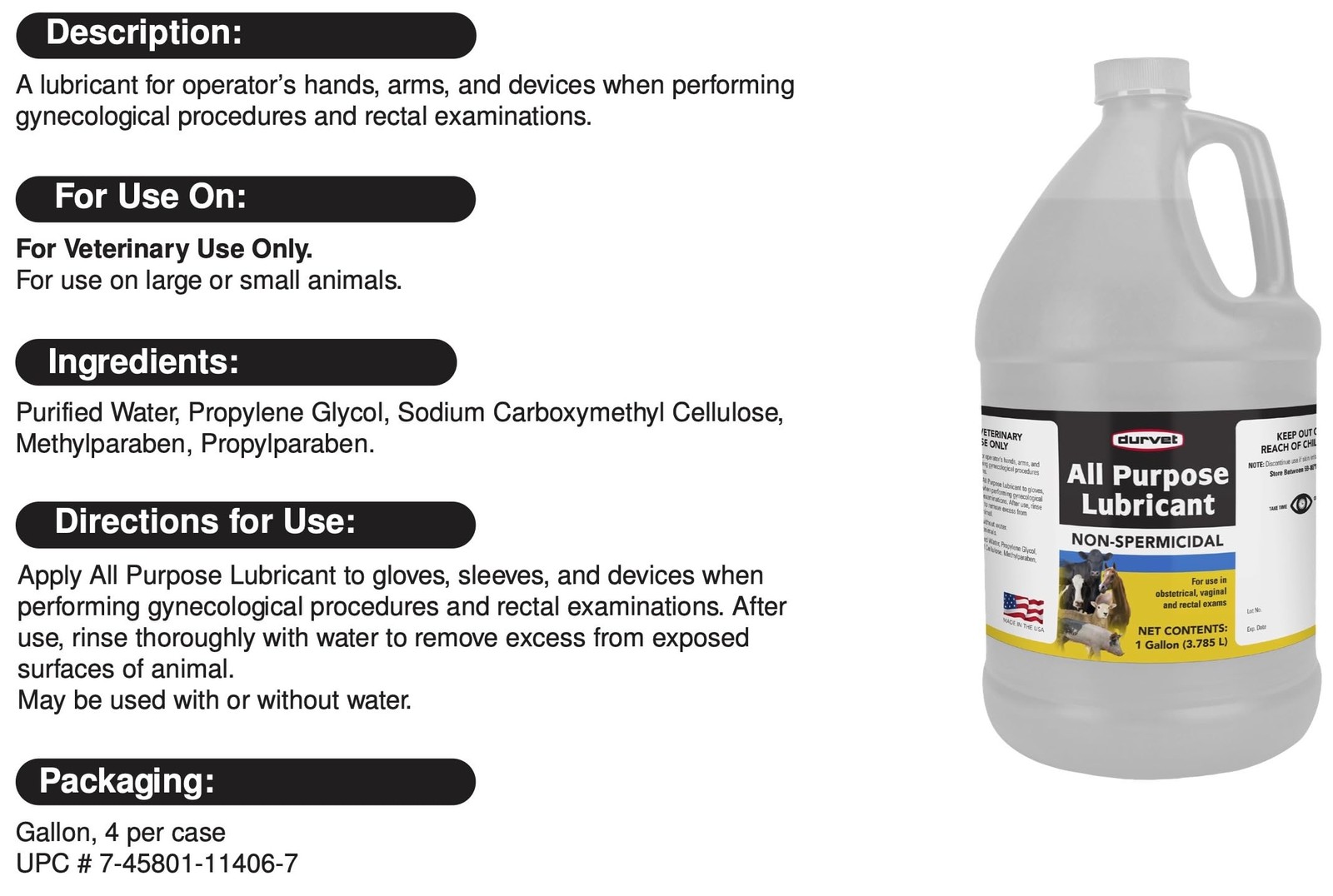 Durvet OB All Purpose Lubricant Gallon GALLON, Multicolored