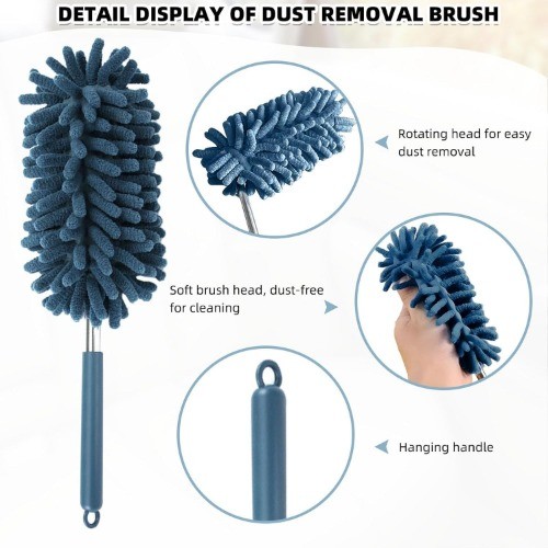 2Pcs Car Interior Duster with Extension Pole Soft Dash Vent Dusting Detailing Wa