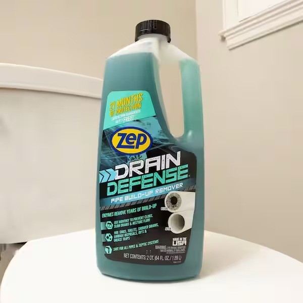 ZEP 64 oz Drain Defense Liquid Pipe Build Up Remover Flow ,Prevents Future Clogs