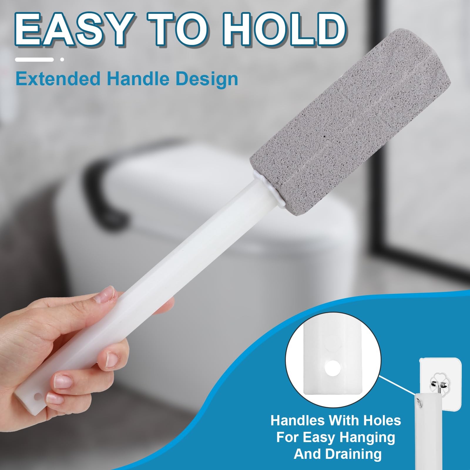 3 Packs Pumice Cleaning Stone with Extra Long Handle, Pumice Stone for Toilet…
