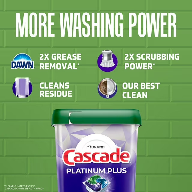 Cascade Platinum Plus ActionPacs Dishwasher Detergent Pacs, Fresh, 82 ct.