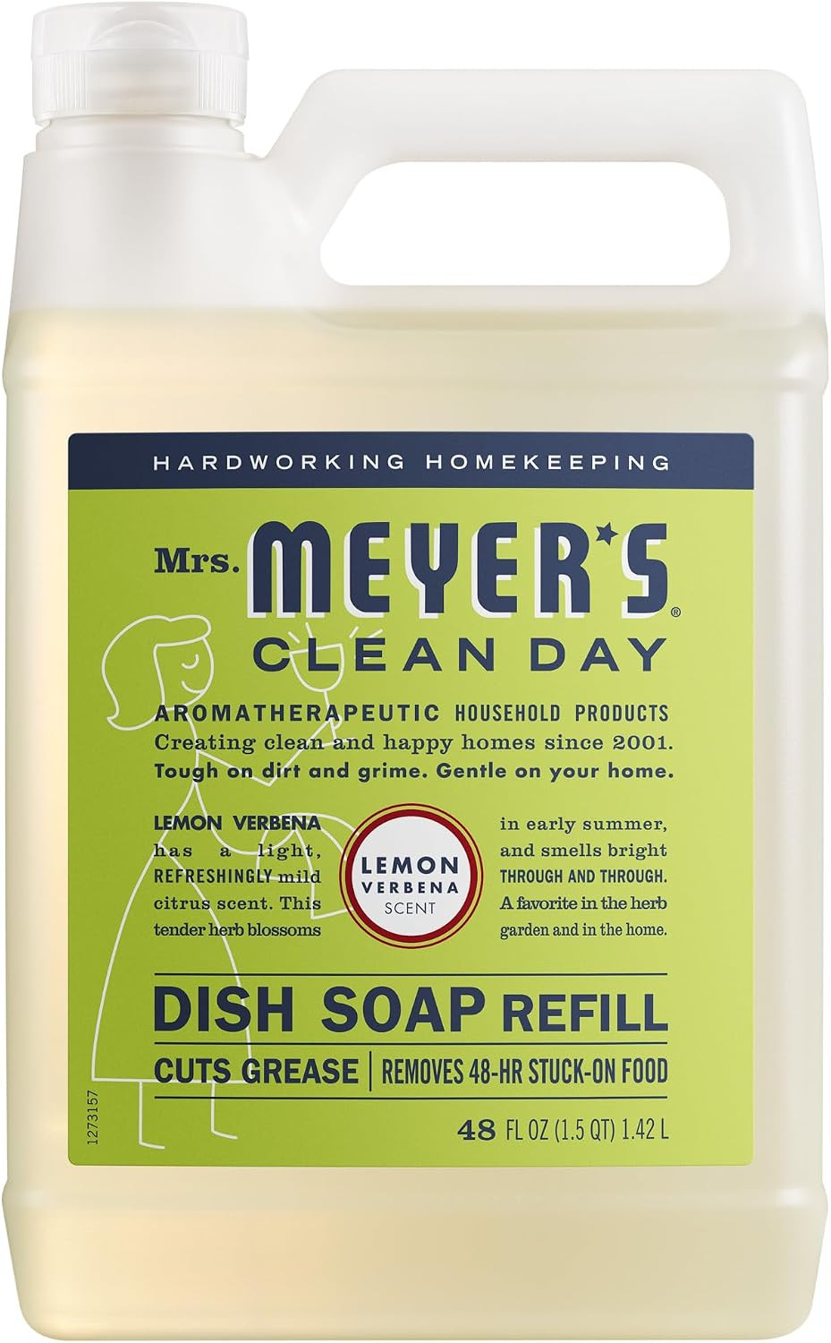 Mrs. Meyer’S Clean Day, Liquid Dish Soap Refill, Lemon Verbena, 48 Fl Oz