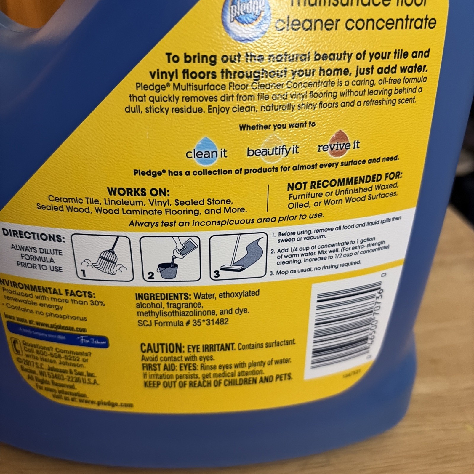 Pledge Clean It Multisurface Floor Cleaner Concentrate Rainshower 124 Oz 1 GAL