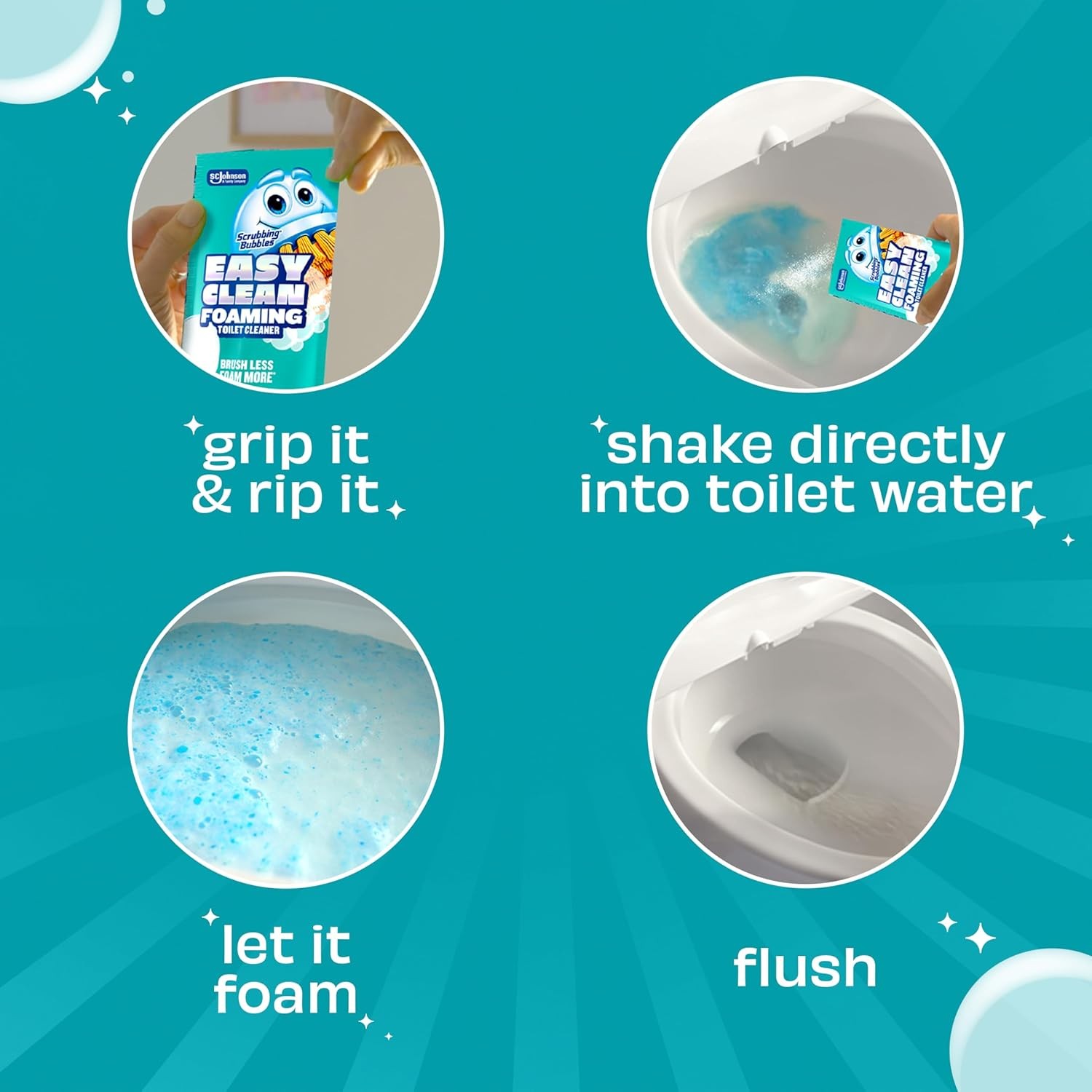 Scrubbing Bubbles Easy Clean Toilet Cleaner, Drop In Powder, 2 Pouches 100g