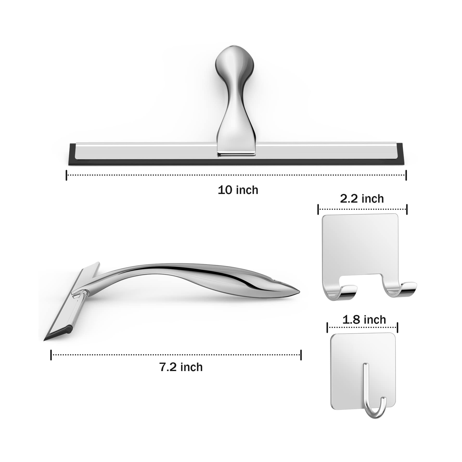 All-Purpose Stainless Steel Shower Squeegee for Shower Glass Door with 2 Adhe…
