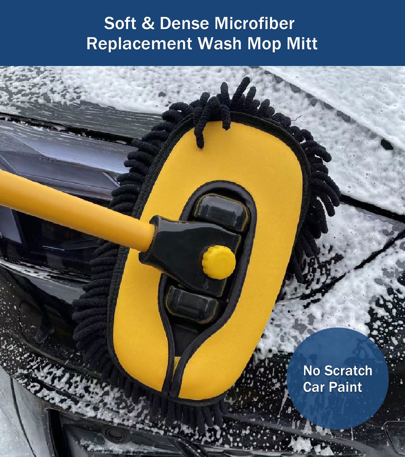 Car Wash Brush Replacement Cover – Soft Microfiber Mop Head for Curved Poles