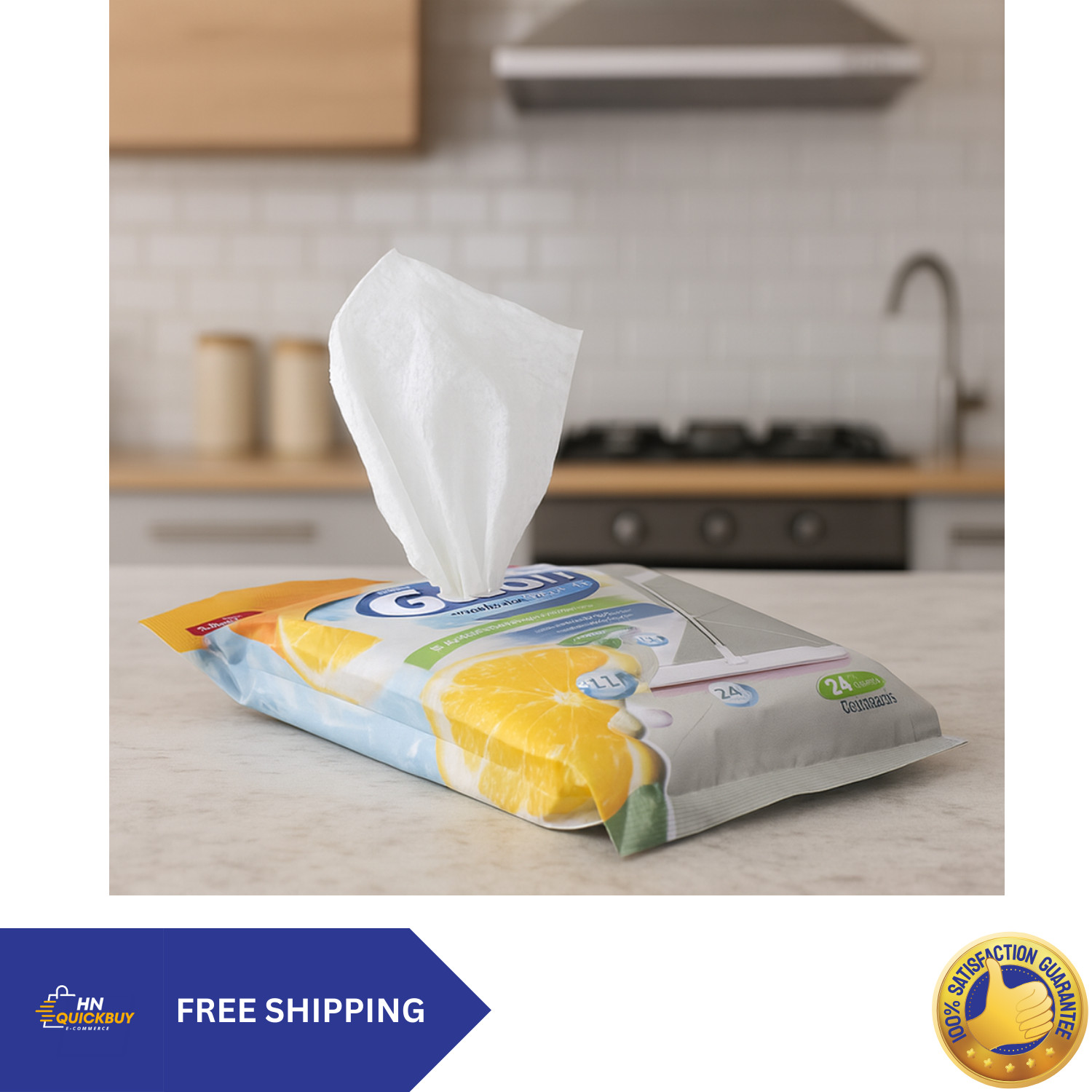 Ganso Floor Cleaning Wet Wipes 24 Sheets | Multipurpose Mop Refill Pads Cleaner