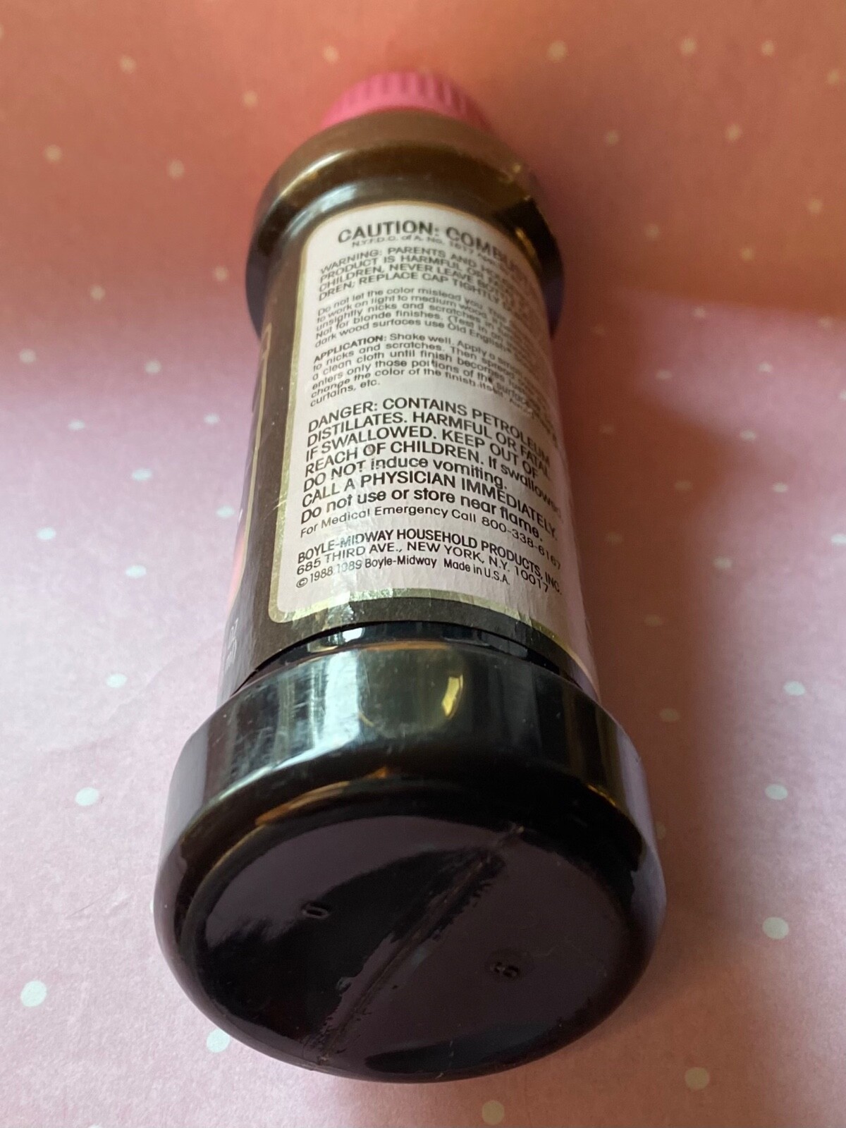 Vintage Old English Scratch Cover For Light To Medium Woods 8 oz Pink Lid HTF
