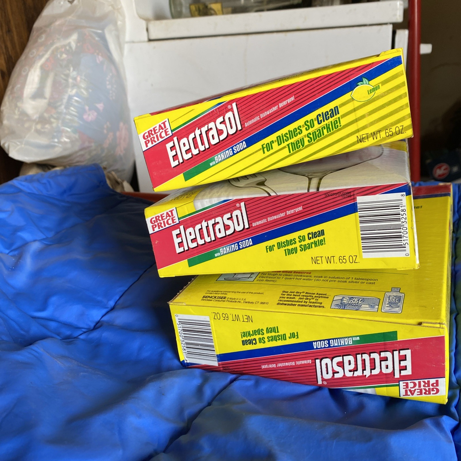 Vintage Lot Of 3 Electrasol w/ Baking Soda NOS Lemon Auto Dishwasher Soap 65 Oz