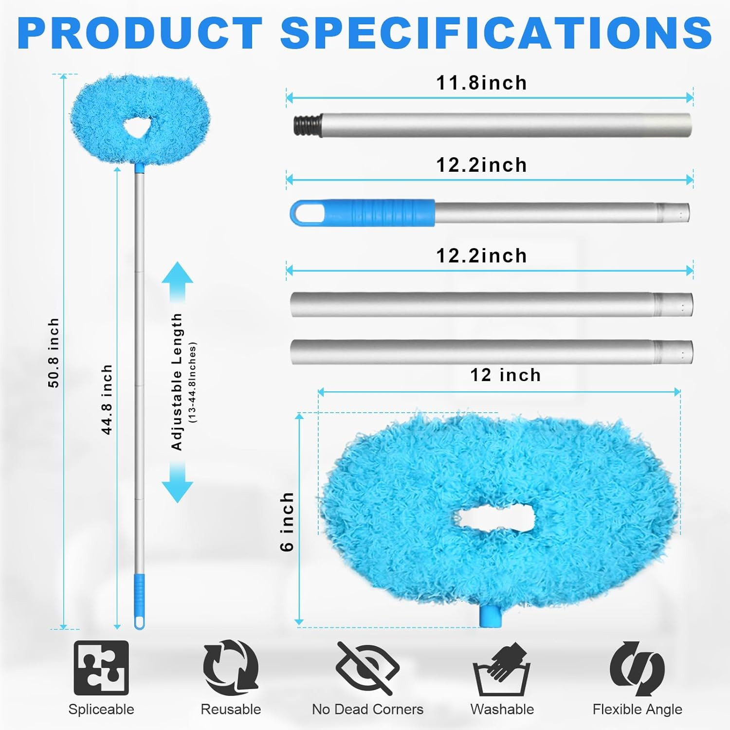 Ceiling Fan Duster Triangular Notch Microfiber Telescoping Pole Cleaner