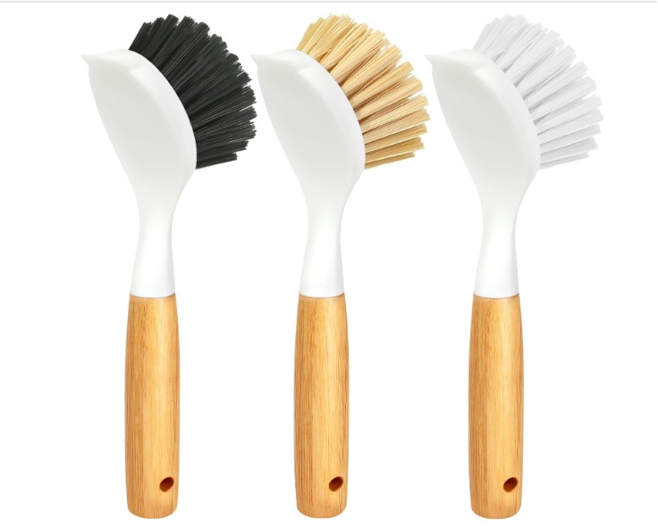 3 Piece Dish Brush Set with Bamboo Handle