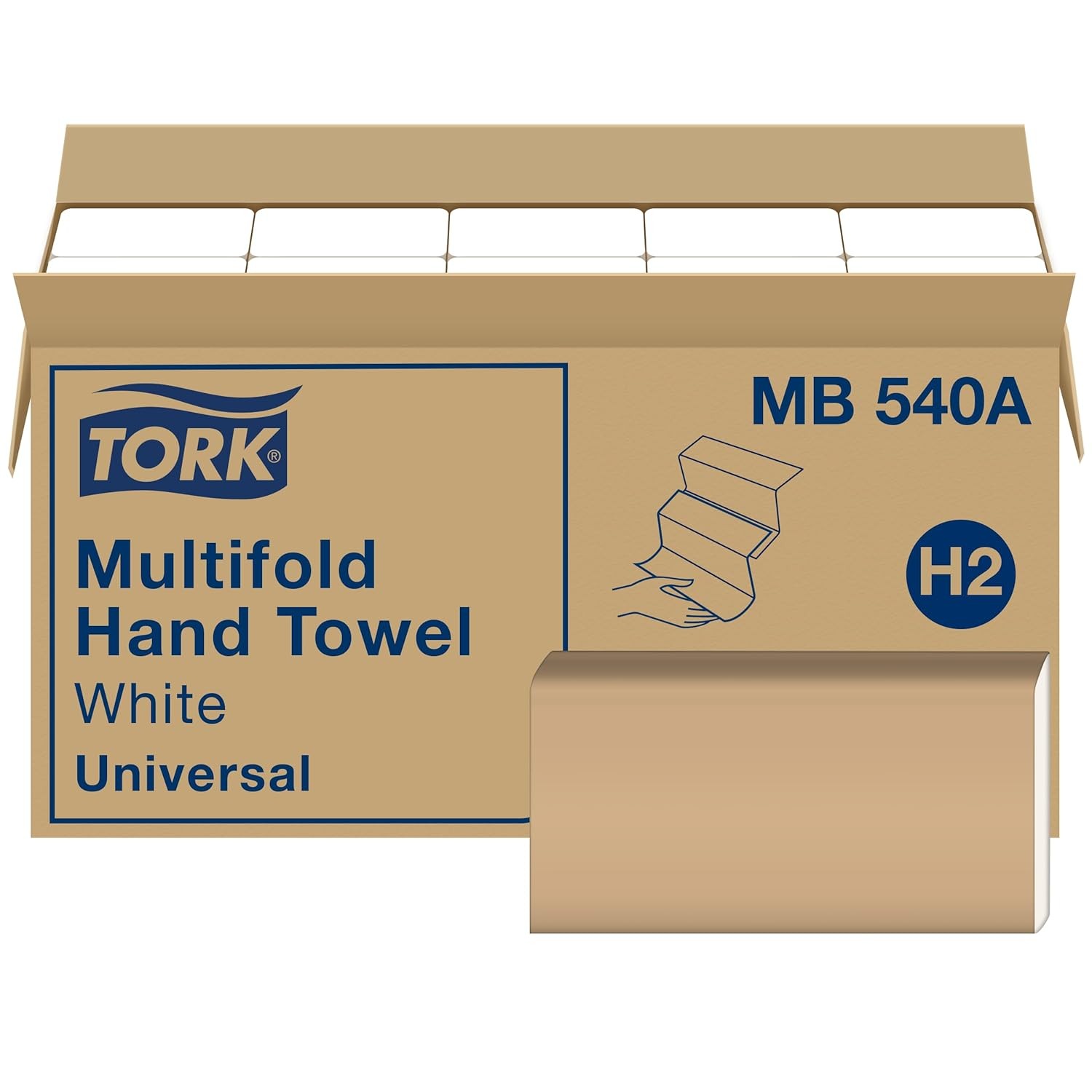 Tork Multifold Hand Towel White H2, Universal, 100% Recycled Fibers, 16 x 250