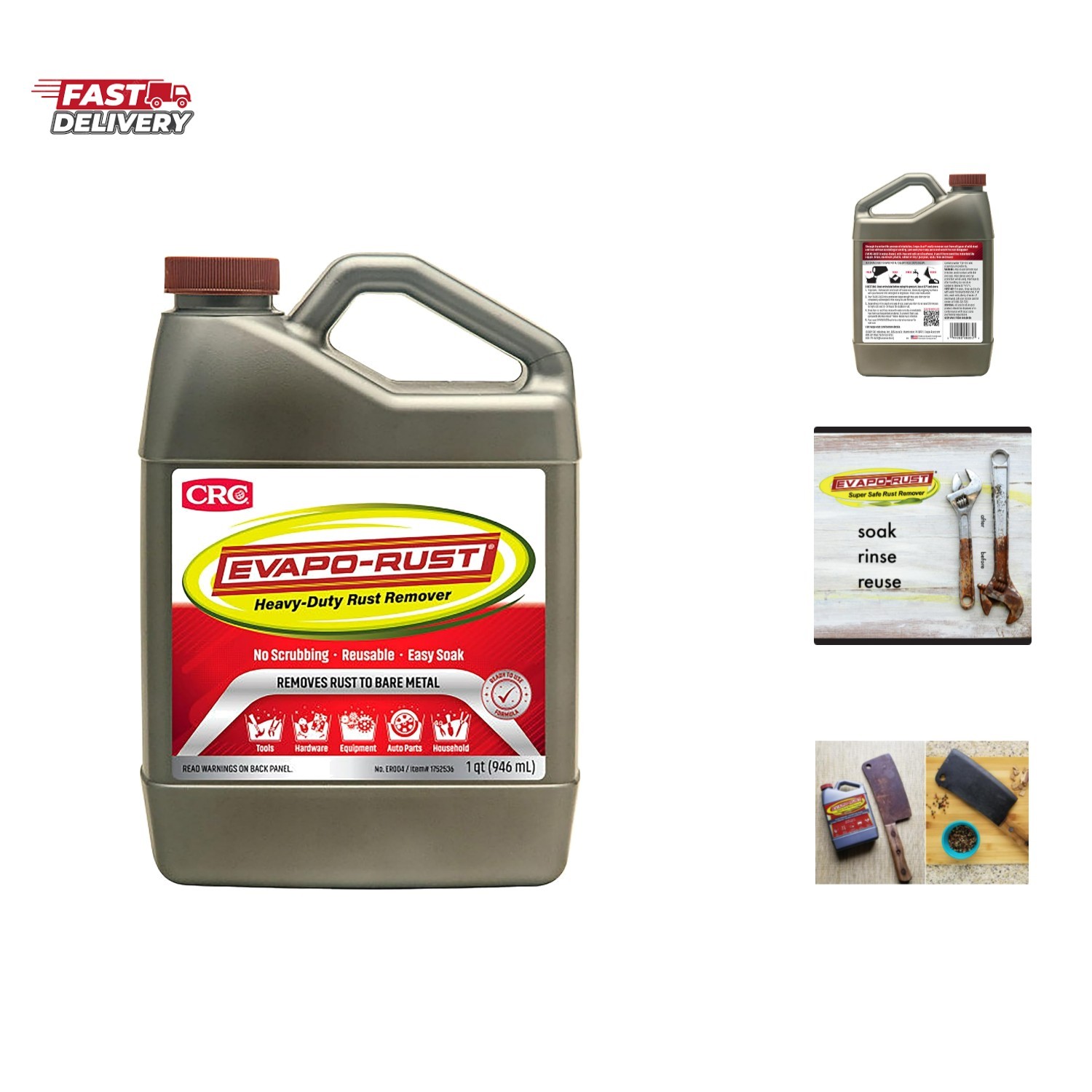 CRC Evapo-Rust, Heavy-Duty Rust Remover, Reusable, Acid-Free, Non-Corrosive, …