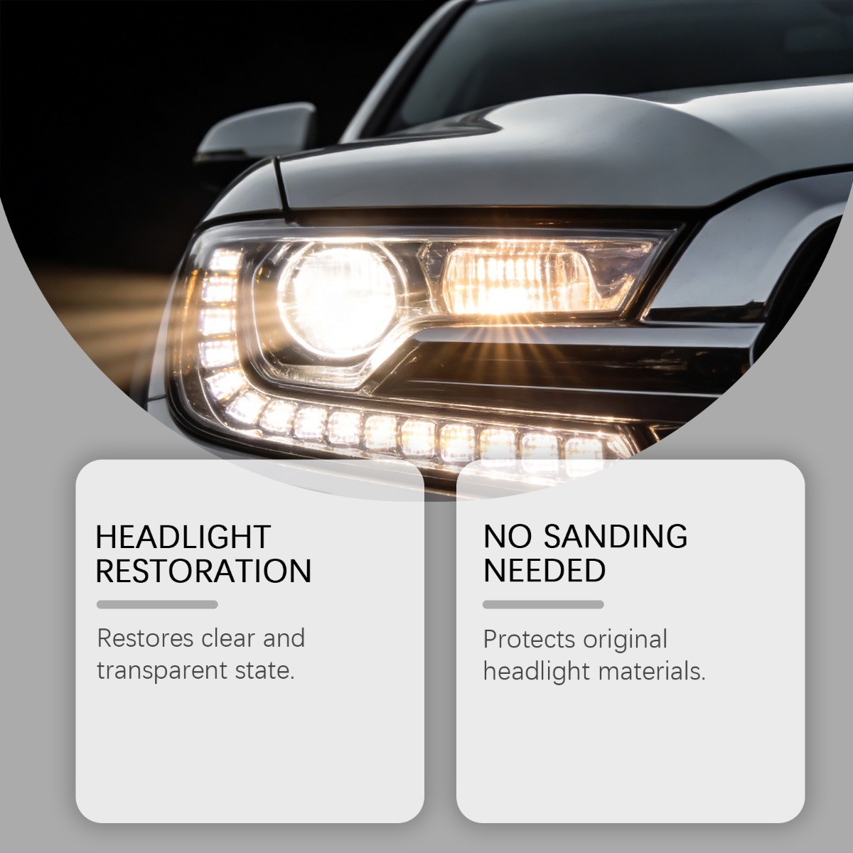 Headlight Restoration Kit Car Lens Cleaner Polish & UV Protection Coating
