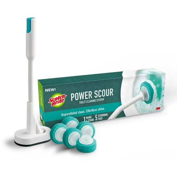 Scotch-Brite Power Scour Toilet Cleaning System with 1 Wand & 5 Pads Stand